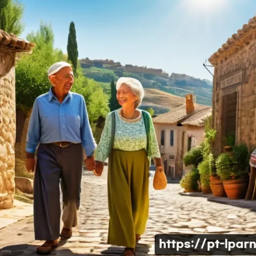 Home 32 여행 중의 정체성 탐구와 학습 - A diverse group of travelers engaging warmly with local villagers in a small Spanish countryside vil...