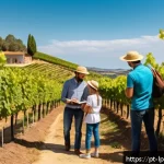 Home 23 가족 여행과 직업 체험의 연결 - A vibrant family scene at a local vineyard in Portugal, with parents and two children wearing casual...